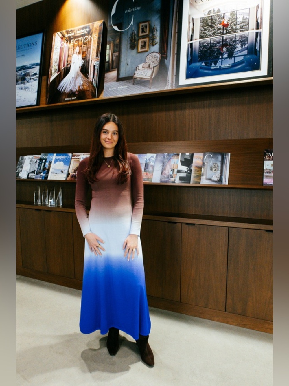 Solid & Striped The Dora Ombre Maxi Dress Brown Blue Small‎